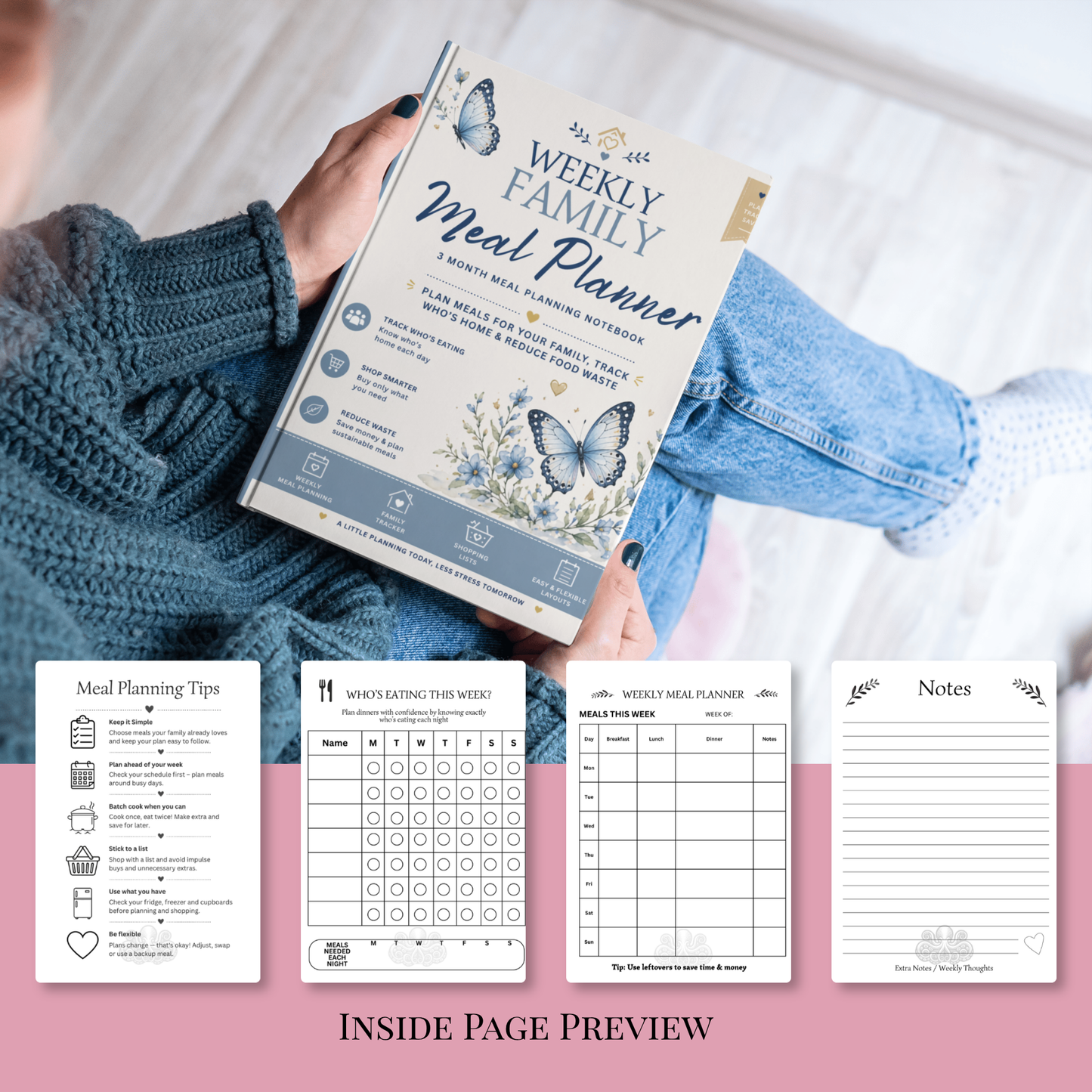 Butterfly Weekly Family Meal Planner 12-Week Undated Meal Planning & Budget Organiser
