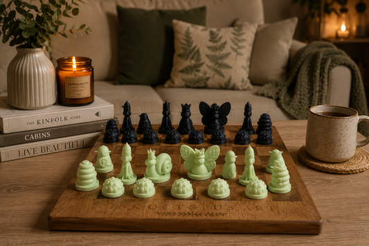 Enchanted Garden Chess Set | Handmade Fantasy Woodland Chess Pieces
