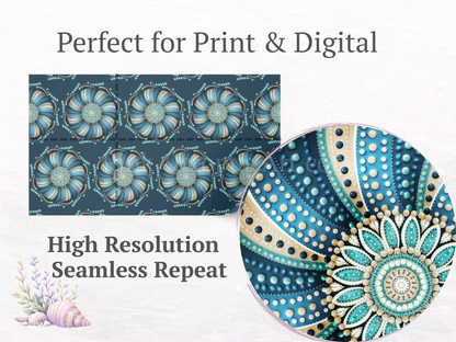 Urchin Shell Seamless Pattern – 12x12” 300 DPI Digital Download