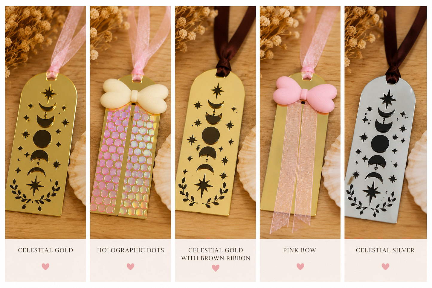 Handmade Acrylic Bookmarks | Decorative Ribbon Bookmarks | Gift for Book Lovers