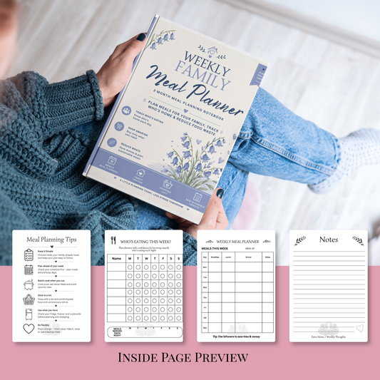 Bluebell Weekly Family Meal Planner 12-Week Undated Meal Planning & Budget Organiser