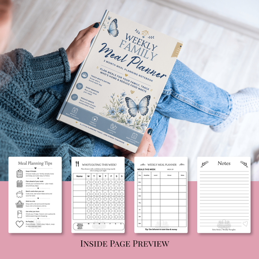 Butterfly Weekly Family Meal Planner 12-Week Undated Meal Planning & Budget Organiser