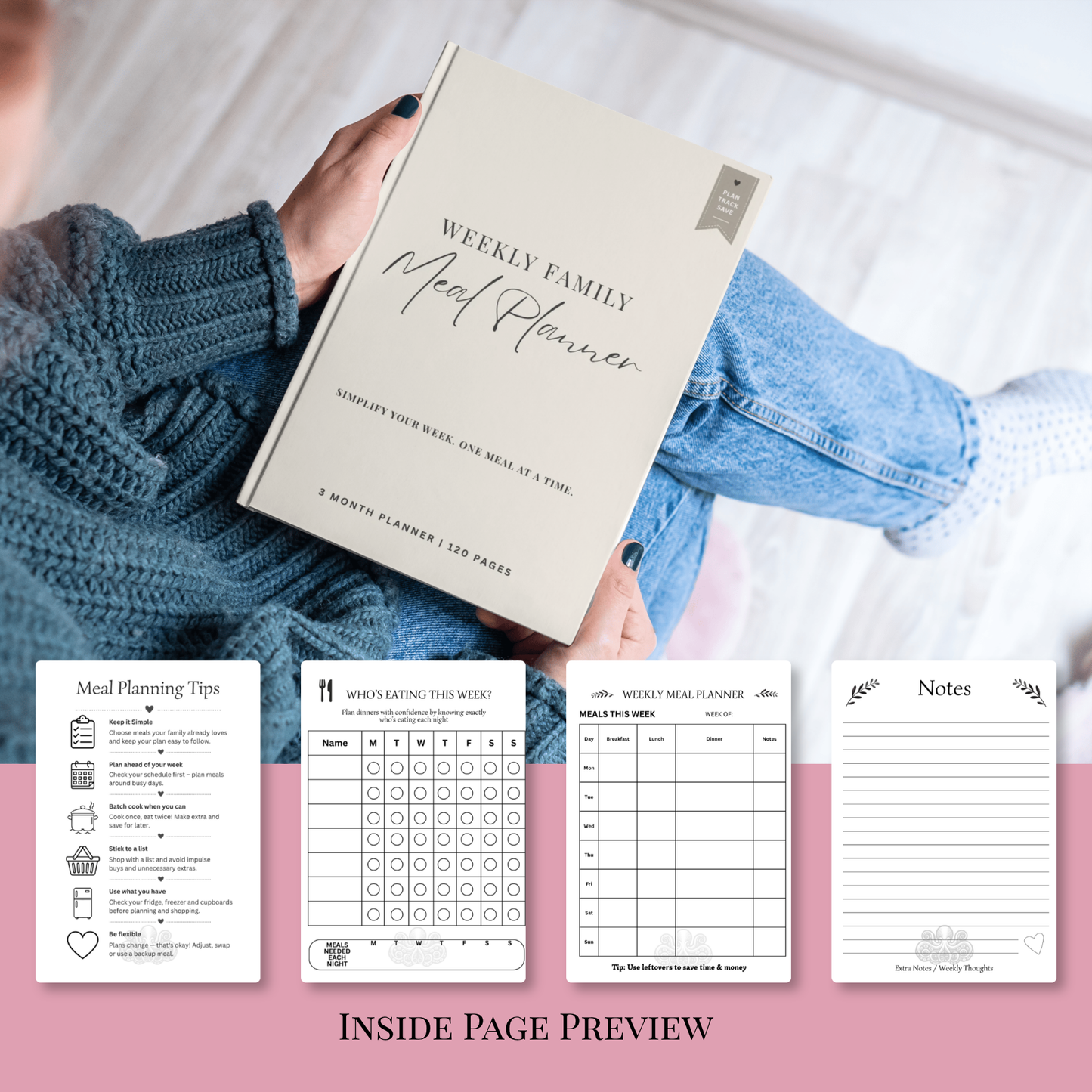 Minimal Weekly Family Meal Planner 12-Week Undated Meal Planning & Budget Organiser