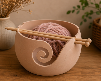 Large Artisan Yarn Bowl | Handmade Crochet & Knitting Bowl | Neutral Craft Storage