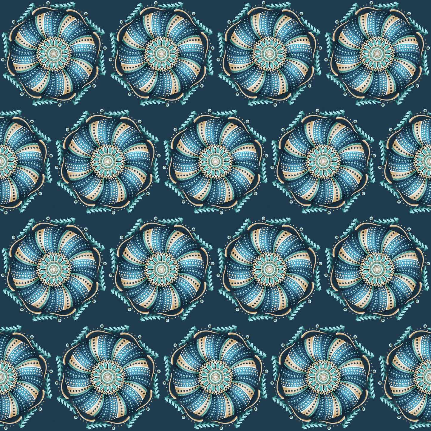 Urchin Shell Seamless Pattern – 12x12” 300 DPI Digital Download