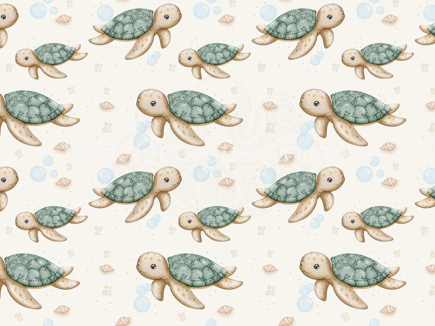 Sea Turtle Seamless Pattern – 12x12” 300 DPI Digital Download