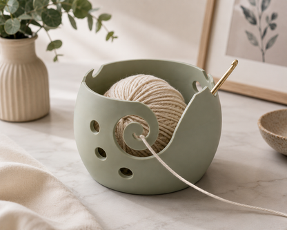 Small Artisan Yarn Bowl | Handmade 3d Crochet & Knitting Bowl | Neutral Craft Storage