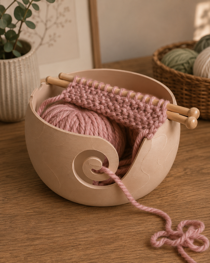 Large Artisan Yarn Bowl | Handmade Crochet & Knitting Bowl | Neutral Craft Storage
