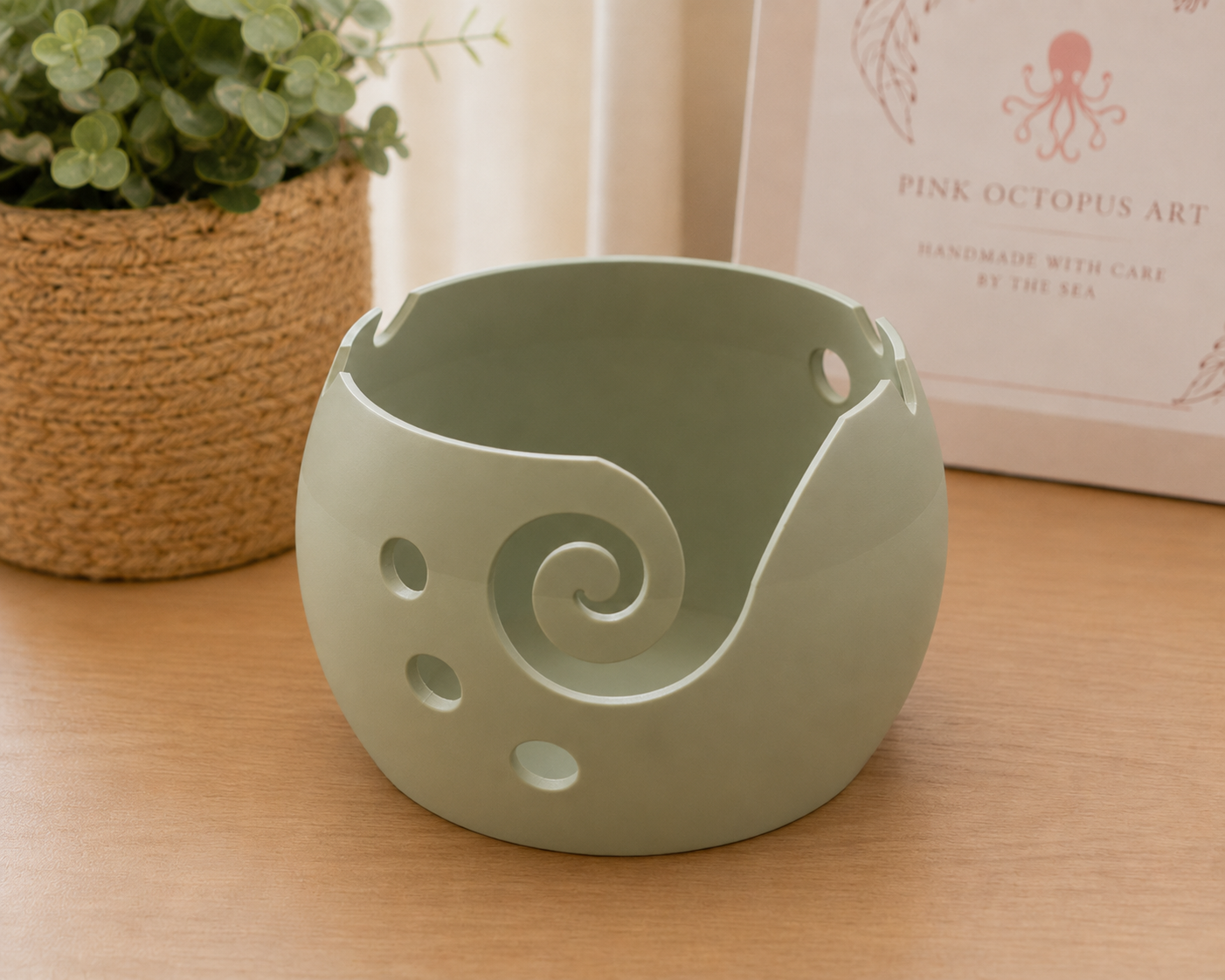 Small Artisan Yarn Bowl | Handmade 3d Crochet & Knitting Bowl | Neutral Craft Storage