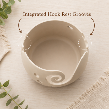 Small Artisan Yarn Bowl | Handmade 3d Crochet & Knitting Bowl | Neutral Craft Storage